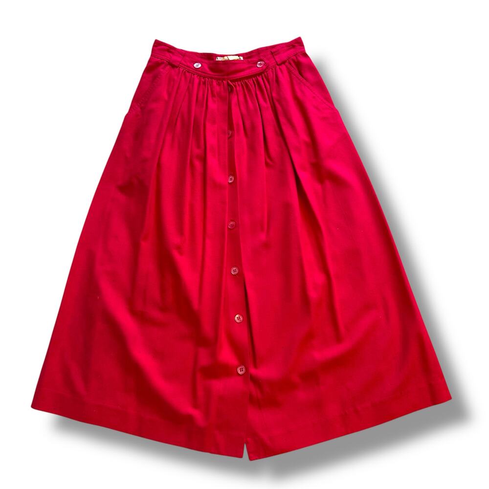 Liz Clairborne Skirt Silk Full Button Front Vtg Pink Womens Sz S Cottage Praire
